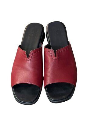 Munro Aruba Sandals Womens 12 SS Narrow Red Leather Slide Comfort Shoes USA
